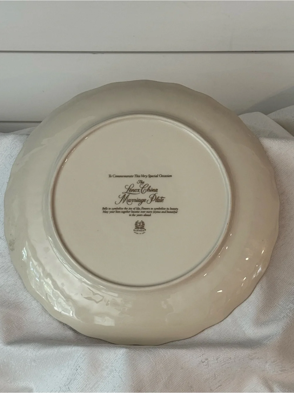 Lenox Wedding Promises Marriage Plate Embossed with Gold Trim